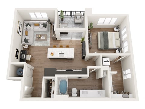 a 2 bedroom floor plan with a bathroom and a living room
